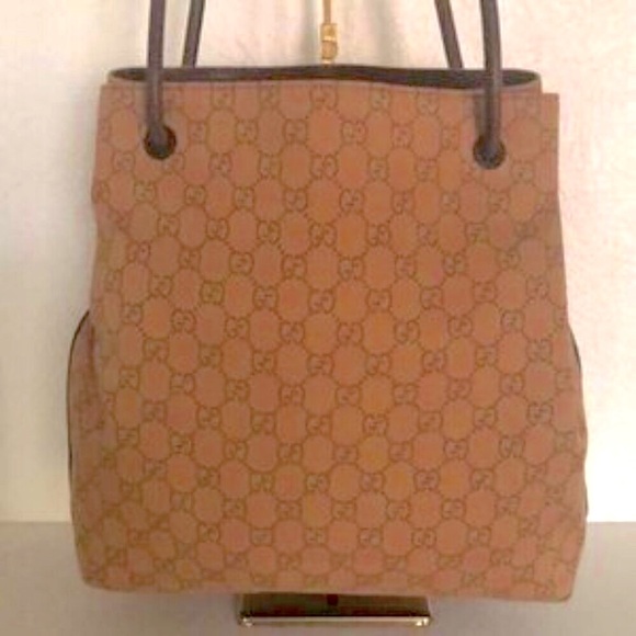 Gucci Tan GG Monogram Tote with Leather Accents - Picture 4 of 14